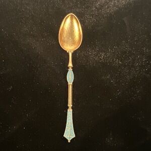 David Andersen Christiania Turquoise Enamel Sterling Silver Spoon Late 1800s